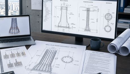 Bell Pile Drawings: Geometry, Sections & Reinforcement Details