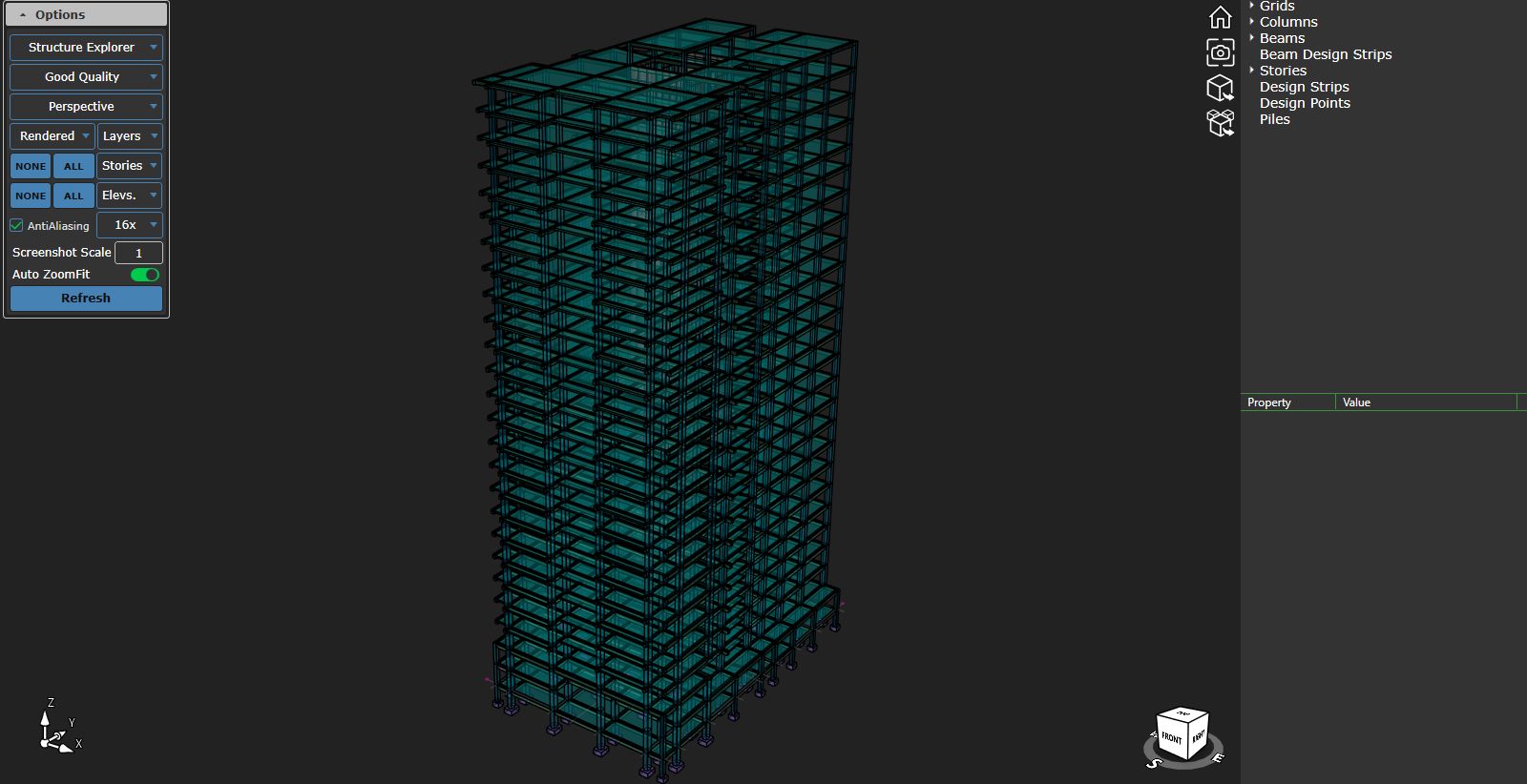 SIDA Concrete 3D reinforced concrete detailing environment showing structural model and drawing review