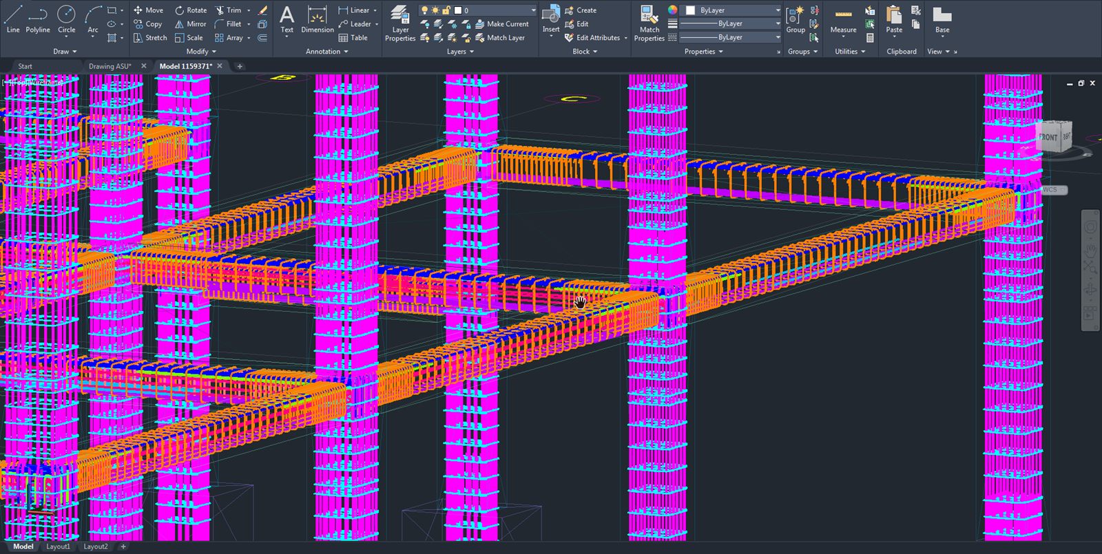 3D beam and column reinforcement model in SIDA Concrete software