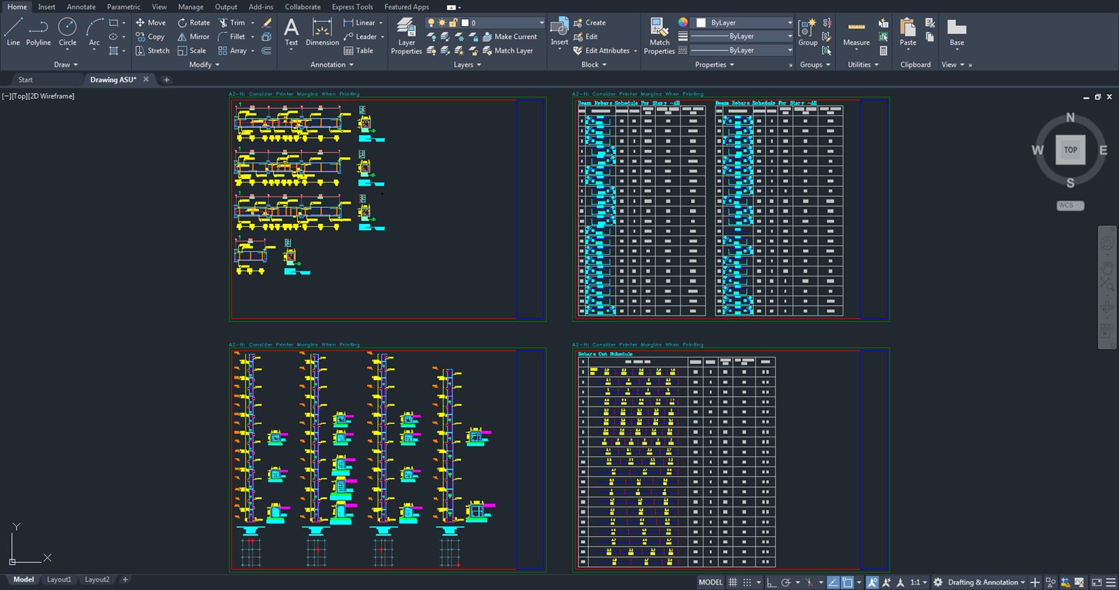 SIDA Concrete DWG and DXF export of reinforced concrete beam and column drawings
